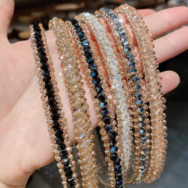Wholesale Colorful Rhinestone Crystal Braided Thin Edge Headband